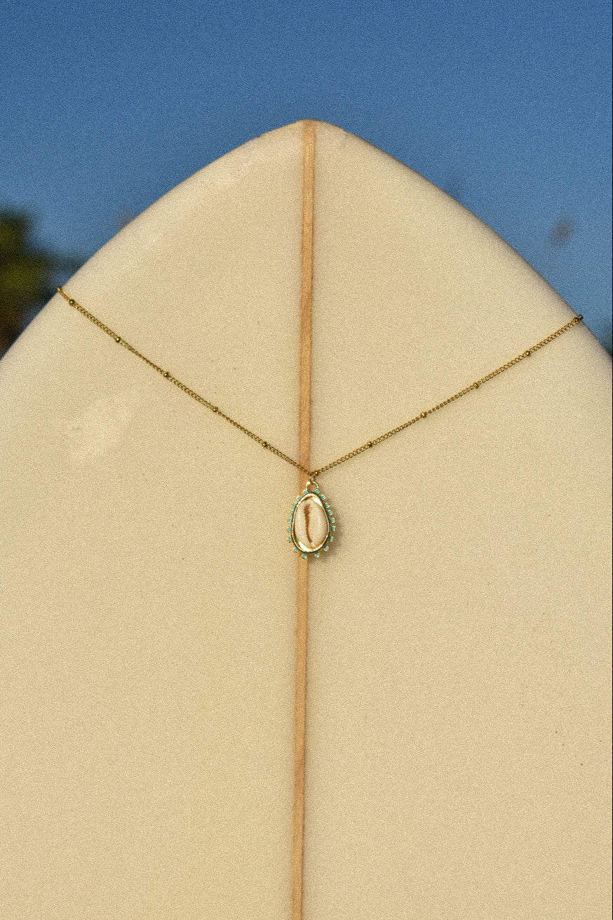 The "Aqua Cowrie" Necklace